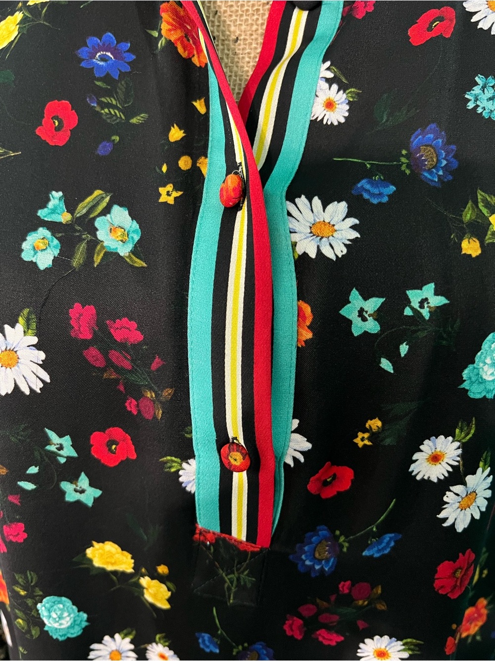 EUC Alice + Olivia Lalita Tropical Floral Print Lined Mini Dress Size Large - Picture 2 of 10